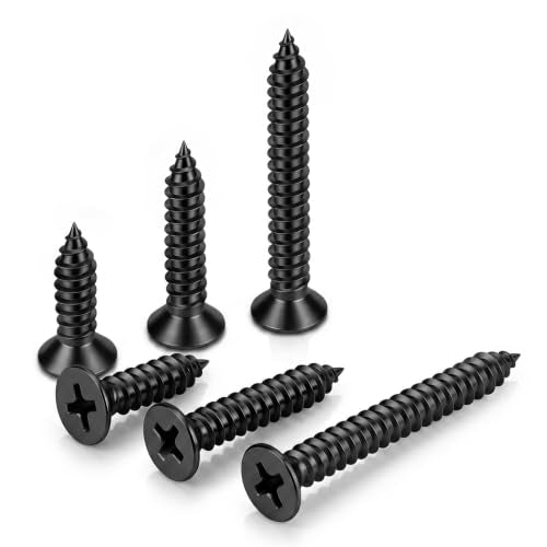 #8 x 1 Flat Head Wood Screw, Sheet Metal Screws, Stainless Steel 18-8 (304), Black Finish, 100 PCS - color: Black, size: #8 x 1"