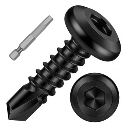 Mellewell #12 x 5/8" Flat Head Socket Cap Screws, Black, 100 PCS - color: Black, size: #12 x 5/8"