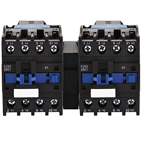 Baomain Mechanical Interlock Kit CJX2-2501, 24VAC 25A - for Motor Forward/Reverse Control & ATS | Includes 2X AC Contactors + 1x Interlock Bracket, DIN Rail Mountable
