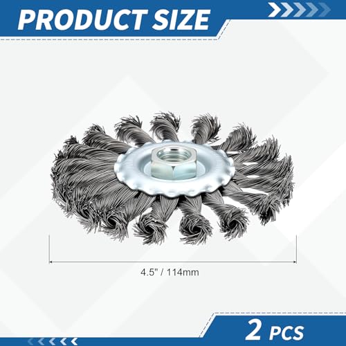 2Pack 4.5" Wire Brush for Angle Grinder with 5/8"-11 Arbor - size: 4.5 inch