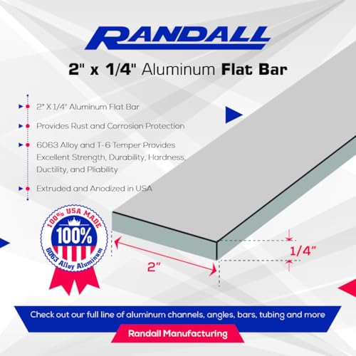92" Long Aluminum Flat Bar – 6063-T6 Alloy – Solid Metal Strip for Framing, Trim, DIY, and Fabrication Projects (Anodized, 2" Wide x 1/4" Thick) - color: Anodized, size: 2" Wide x 1/4" Thick