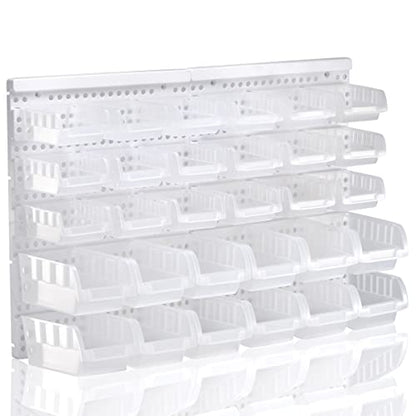 Transparent Garage Organizer Bins, 30PCS Wall Mounted Storage Small Parts Bins With White Pegboard to Store Nuts,Bolts, Screws, Nails - size: 25.2“*16.2”, style: style-transparent
