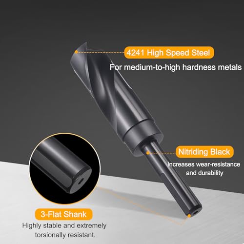 HARFINGTON 1-1/32" Drill Bit 1/2" Reduced Shank 3-Flat 4241 HSS 118° - size: 1-1/32" with 1/2" Shank