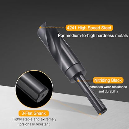 HARFINGTON 1-1/32" Drill Bit 1/2" Reduced Shank 3-Flat 4241 HSS 118° - size: 1-1/32" with 1/2" Shank