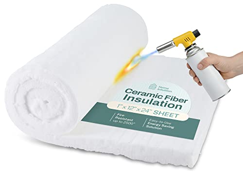 Ceramic Fiber Insulation, 1" Thick x 15" x 24", 2500F Fireproof Insulation Blanket for Forging, Pizza Oven, Fireplace, Furnace, Gas Forge, Boiler, Pipe, & Dishwasher