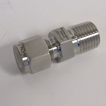 316 Stainless Steel Compression Fitting, 1/4" Tube x 1/4" NPT Male Connector, Twin Ferrule Leak-Resistant Tube Adapter for High-Pressure Applications, ASME B1.20.1 Compliant