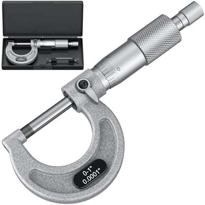HDLNKAK Outside Micrometer 0-1"/0.0001", with Zero Wrench and Case (Gray) - color: Grey
