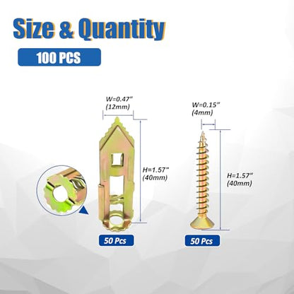 100Pcs Self Drilling Drywall Anchors Heavy Duty Metal 66LB - size: 100Pcs 12*40