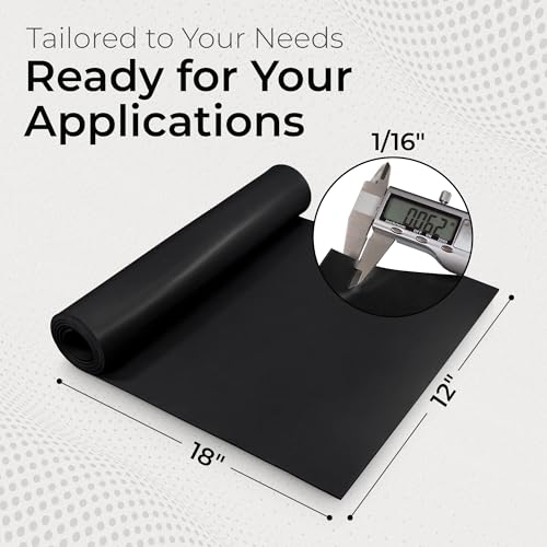 Exactly Rubber - Commercial Grade Silicone Sheet, 60A Durometer Silicone Mat, -80 to 450°F Temperature Resistant Rubber Mat, Rubber Sheet with 350% Elongation, Made in the USA, 1/16 x 12" x 18", Black - color: Black, size: 1/16 x 12 x 18