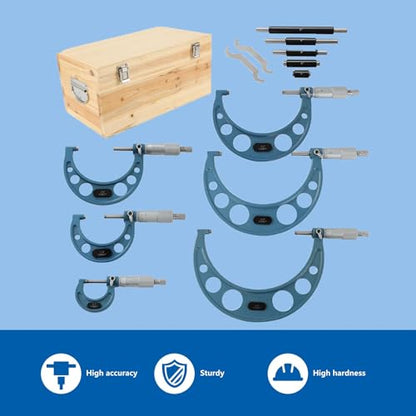 WFLNHB 6 Pcs 0-6" Outside Micrometer 0.0001" Carbide Standards Micrometers for Accuracy Measurement Work - size: 0-6 inch