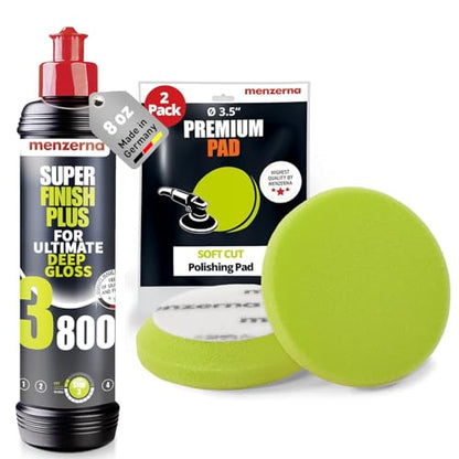 menzerna Swirl Remover Kit I Car polishing Set I Super Finish 3800 - color: 8oz. + Pad