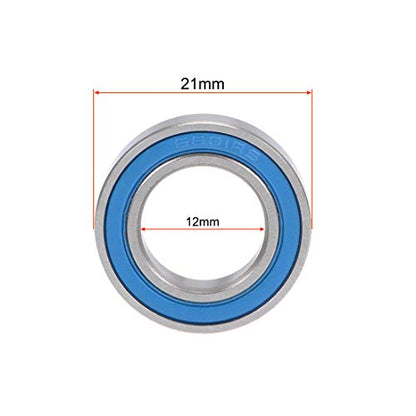 uxcell 6801-2RS Deep Groove Ball Bearings 12mm x 21mm x 5mm Double Sealed Chrome Steel Blue Cover P6(ABEC3) 2pcs - size: 12x21x5mm
