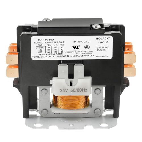 BOJACK 1 Poles FLA 30 Amp Coil 24 VAC Air Conditioner Condenser Compressor Contactor AC Definite Purpose Contactor - size: 1P 30A 24V