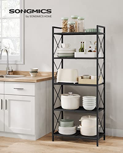 SONGMICS 5-Tier Steel Storage Rack, Shelving Unit with X Side Frames - color: Black, size: 5 Tiers (23.6"W)