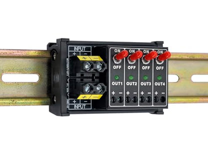 DC 4 Channel Toggle Switch Power Distribution Module, DIN Rail Mount