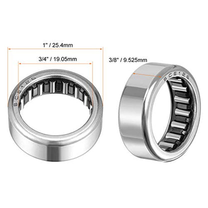 uxcell SCE126 Needle Roller Bearings, Drawn Cup Open End, 3/4-inch Bore 1-inch OD 3/8-inch Width 8300N Static Load 7100N Dynamic Load 5pcs - size: 1x3/4x3/8"