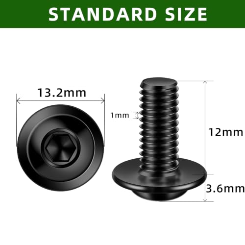 Mellewell M6-1.0 x 12mm Flanged Button Head Socket Cap Screw Bolts, Allen Socket Drive, Stainless Steel 304, Black Finish, Quantity 25 - color: Black, size: M6-1.0 x 12mm