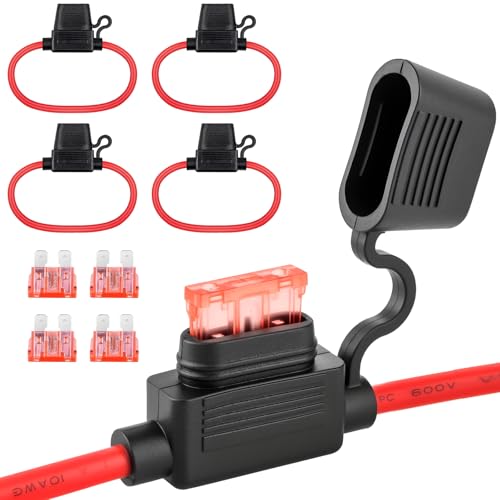 10 AWG Inline Fuse Holder 40A (4-Pack) - ATC Fuse Holder for 12V Car Truck Marine ATV Boat Motorbikes, Upgraded in line Electrical Circuit Protection