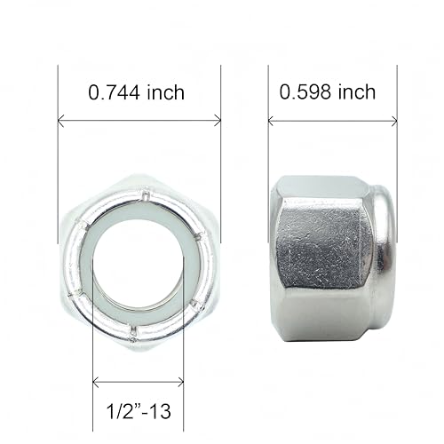 1/2-13 Nylon Insert Lock Nuts 21 Pack, 304 Stainless Steel Hardware Nuts - size: 1/2"-13 (21 Pcs)
