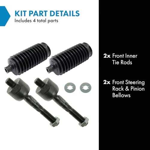 TRQ Front Steering Kit Steering Rack & Pinion Bellow Tie Rod - style: PSA27281