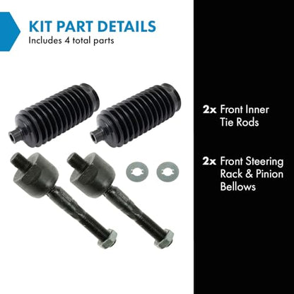 TRQ Front Steering Kit Steering Rack & Pinion Bellow Tie Rod - style: PSA27281