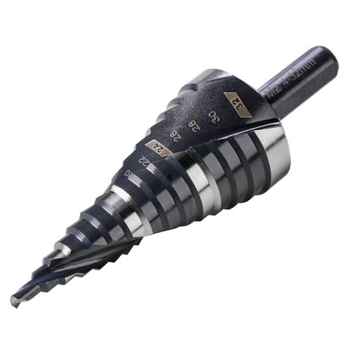 4mm-32mm Metric M2 Step Drill Bit Unibit for Hole Drilling - size: 5/32" to 1-1/4" (4 Spiral Flutes)