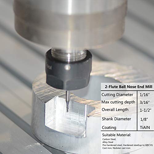SpeTool 5Pc/Pack 1/16" Cutter Spiral End Mill 1/8" Shank for CNC Machine Milling Toos Router Bits - size: D1/16"
