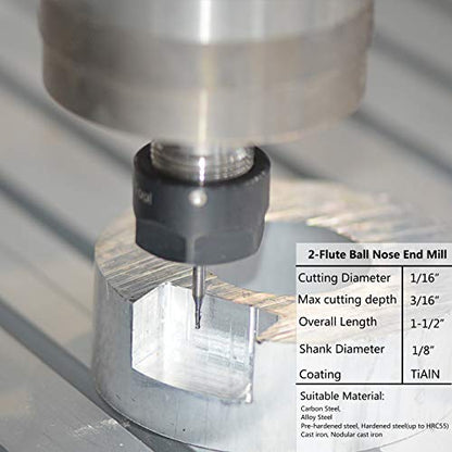 SpeTool 5Pc/Pack 1/16" Cutter Spiral End Mill 1/8" Shank for CNC Machine Milling Toos Router Bits - size: D1/16"