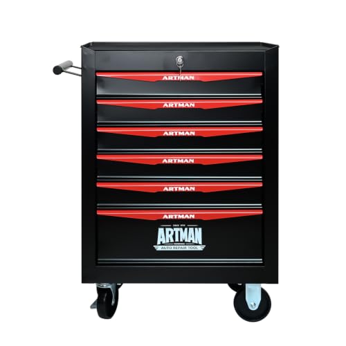 6-Drawer Steel Rolling Tool Cart with Wheels & Handle, Heavy-Duty Tool Chest Storage Cabinet for Garage and Workshop - color: Black, size: 6-Drawer