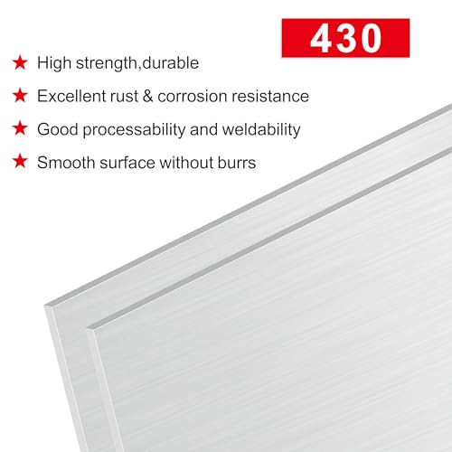 2PCS Stainless Steel Metal 12" x 16" x 1/32" Inch Metal Plates for Magnetic Mount Board Wall 20GA(0.80MM) 430 Stainless Steel Shim Stock Plates for Crafting, Kitchen, Office