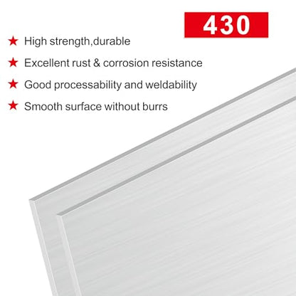 2PCS Stainless Steel Metal 12" x 16" x 1/32" Inch Metal Plates for Magnetic Mount Board Wall 20GA(0.80MM) 430 Stainless Steel Shim Stock Plates for Crafting, Kitchen, Office