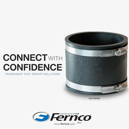 Fernco 1056-22 Flexible Pipe Coupling 2” CI/Plastic/Steel to 2” CI/Plastic/Steel (Pack of 2) - size: 2 Inch (Pack of 2)