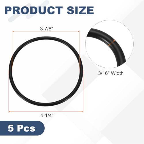 uxcell 5Pcs AS-344 O-Rings, Nitrile Rubber O-Rings 3-7/8" ID, 4-1/4" OD, 3/16" Width Round Sealing Gasket for Automotive Machine Plumbing Sealing Repair (70 Durometer, Black) - size: 3-7/8" ID, 4-1/4" OD, 3/16" Width