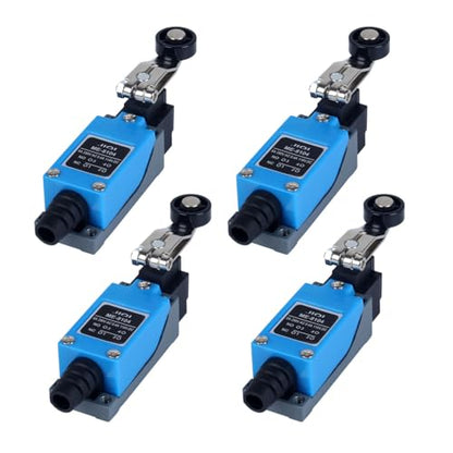 Momentary Limit Switch Travel Switch, Featuring a Side-Rotating Roller Actuator, NO and NC self-resetting momentary Switch(4PCS). - style: ME-8104