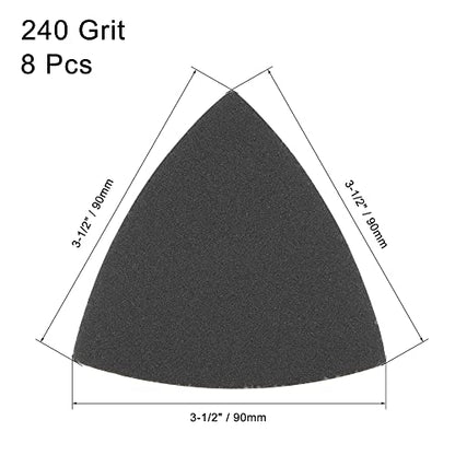 uxcell Triangular Sandpaper Hook and Loop Triangle Sanding Pad Fit 3-1/2" Oscillating Multi-Tool Silicon Carbide for Wet/Dry Use 240 Grit 8pcs - size: 240 Grit