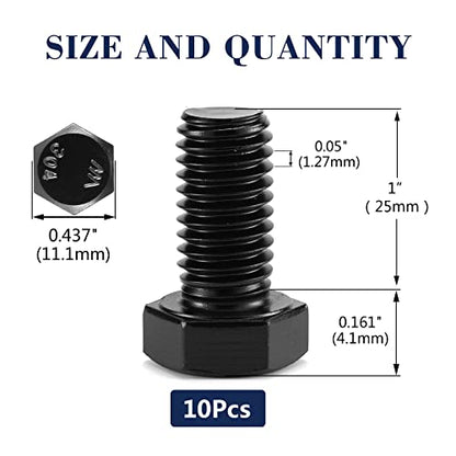1/4-20 x 1 Inch Hex Head Screw Bolt, 10Pcs 18-8 (304) Stainless Steel, Fully Threaded,Black Oxide by SG TZH - size: 1/4-20 x 1"