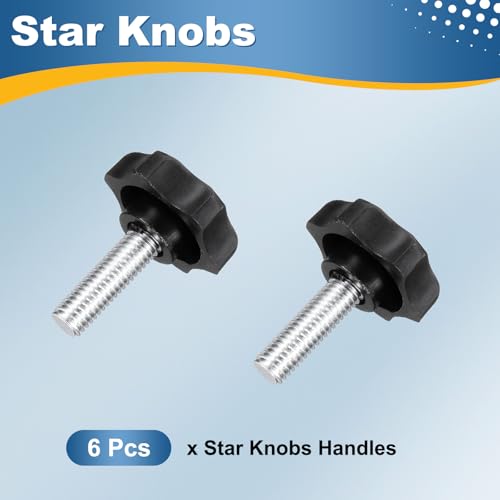 HARFINGTON 6Pcs Star Knob Handle M8 x 25mm Male Thread Metric Carbon Steel - size: M8 x 25mm
