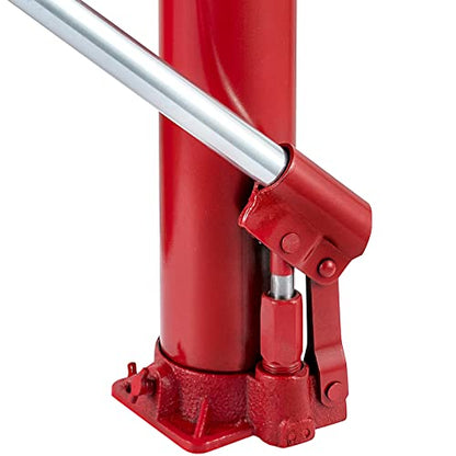 VEVOR 4 Ton Hydraulic Long Ram Jack, Cherry Picker Ram with Single Piston Pump, Manual Engine Hoist Cylinder with Handle and Flat Base, for Garage & Engine Lifting, Red - color: Red