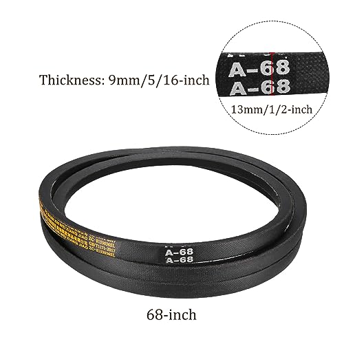 A-68 Drive V-Belt - [68-inch Inside Circumference] A-Section Rubber Drive Belt Wrapped for Transmission Use - size: A-68