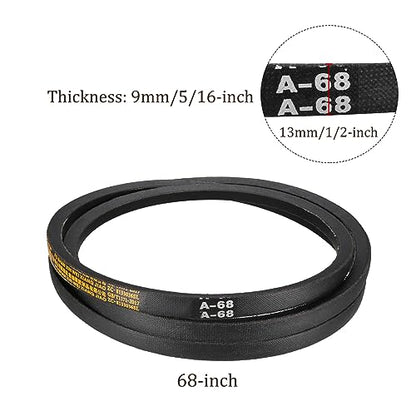 A-68 Drive V-Belt - [68-inch Inside Circumference] A-Section Rubber Drive Belt Wrapped for Transmission Use - size: A-68