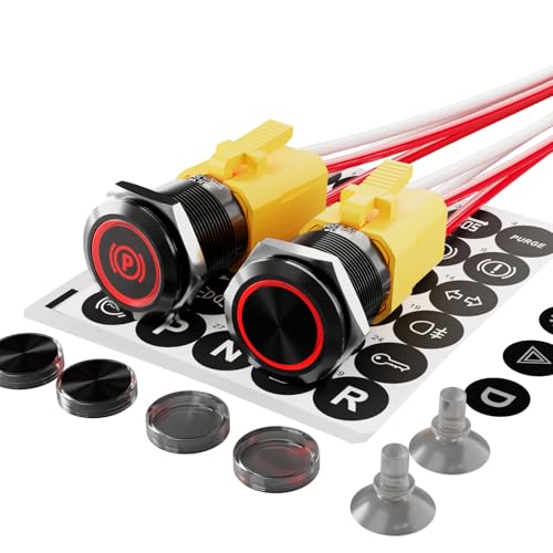 2PCS 22mm 20A Momentary Push Button Switch 12V-24V DC 185 Symbol Discs - color: Red-Momentary