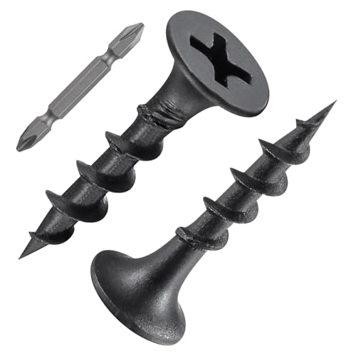 Wensilon (366 pcs)#6X3/4 Black Fastener Drywall Screws-Phillips with coarse Threaded tip, Black, Suitable for Drywall Slate, Wood, etc.(1 pounds) - color: Black, size: #6*3/4"