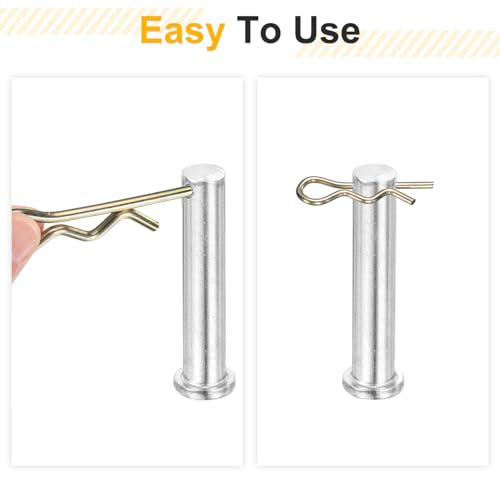 uxcell 10Pcs Hitch Pin Clip, 6x130mm Zinc-Plated Spring Steel Retaining R Clip Retaining Wire Hair Pins Cotter Pin Assortment Kit Clips for Trailer Tractors Mower Carts Truck, Gold - size: 6x130mm