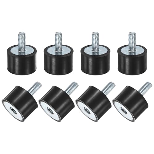 M METERXITY 8-Pack Rubber Mounts D15mmxH8mm Male/Female Vibration Isolators Cylindrical Shock Absorber W M4 x 10mm Studs for Air Compressor/Car/Pump/Boat/Garage Motor/Bobbins Rubber Isolators - size: M4 x 10mm, 15mm x 8mm