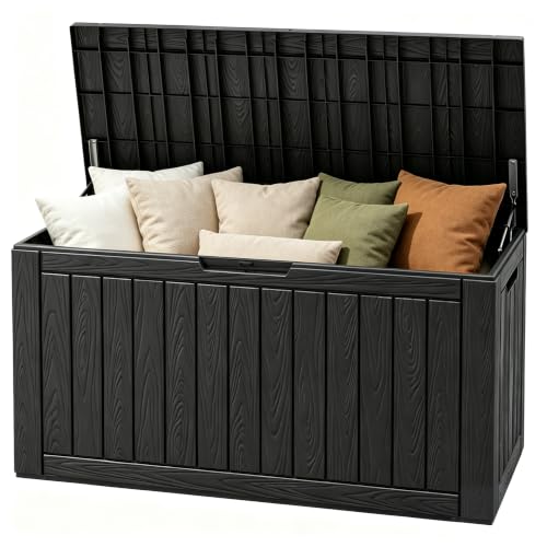 Outdoor Storage Waterproof Deck Box for Patio (110 Gallon, Black) - color: Black, size: 110 Gallon
