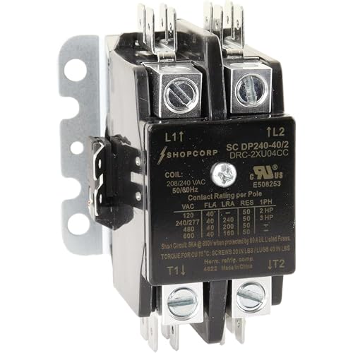 2 Pole 40 Amp AC Contactor, 208/240V Coil, UL Recognized, HVAC - style: 2 Pole 240V