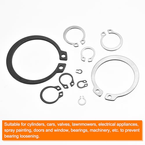 uxcell 50 Pcs External Retaining Rings, 11mm 65Mn Carbon Steel External Circlip Snap Rings Round Wire Snap Rings for Valves Electrical Appliances, Black - color: Black, size: 11mm
