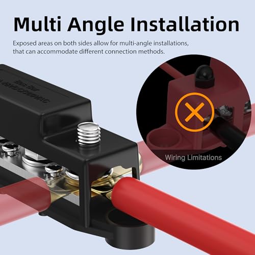 RVBOATPAT Upgrade 275A 12V Bus Bar Battery Power Distribution Block Car Audio 12 Volt DC Busbar 4 x 3/8" Posts 6 x #8 Screws for Marine Automotive RV and Solar Wiring - style: 275A 4 x 3/8" (M10) Studs and 6 x #8 Screws