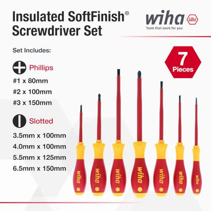 Wiha 32099 Insulated Screwdriver Set, 7-Piece 1000V Professional Tool Kit