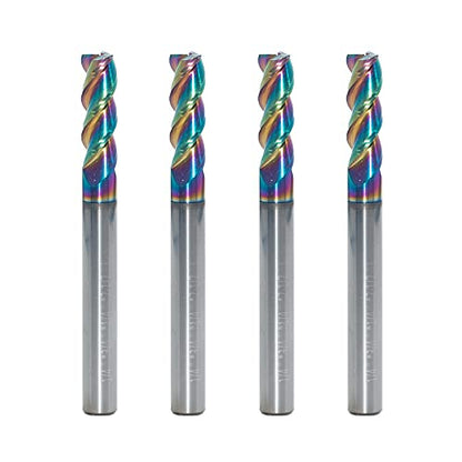 1/4" Carbide Square End Mill, 3 Flute, DLC Coating, 4 Pcs - size: 1/4" (4 Pieces)